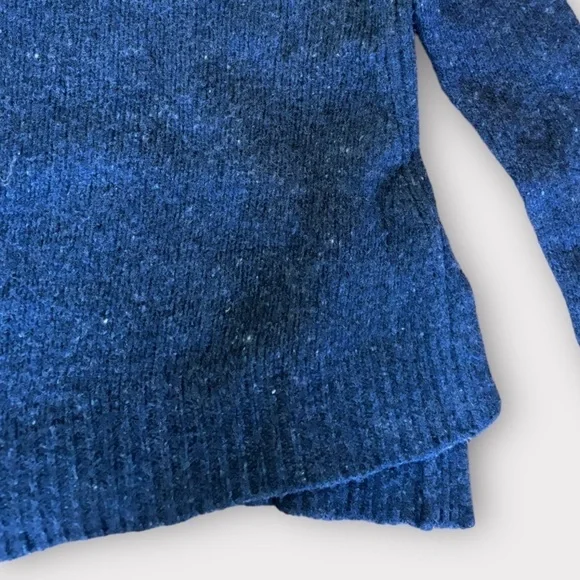 Vince Crew Neck Knit Sweater Asymmetric Split Hem Speckled Marine Navy Blue - Picture 4 of 6